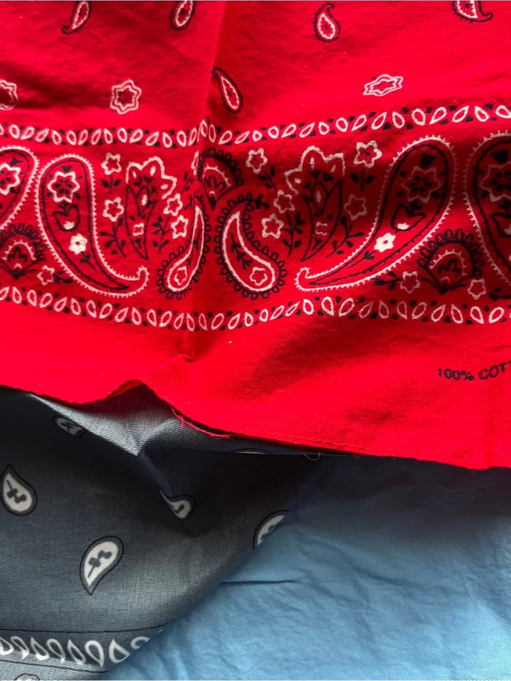 Vintage Paisley & Promo Bandana Lot Red Light Blue Purple Charcoal 100% Cotton